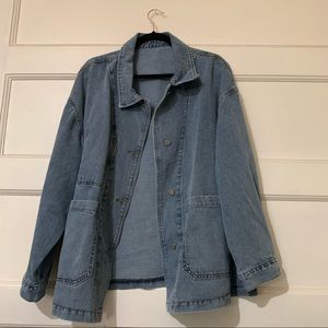 Medium Wash Drop-Shoulder Denim Jacket with Low Pockets NWOT